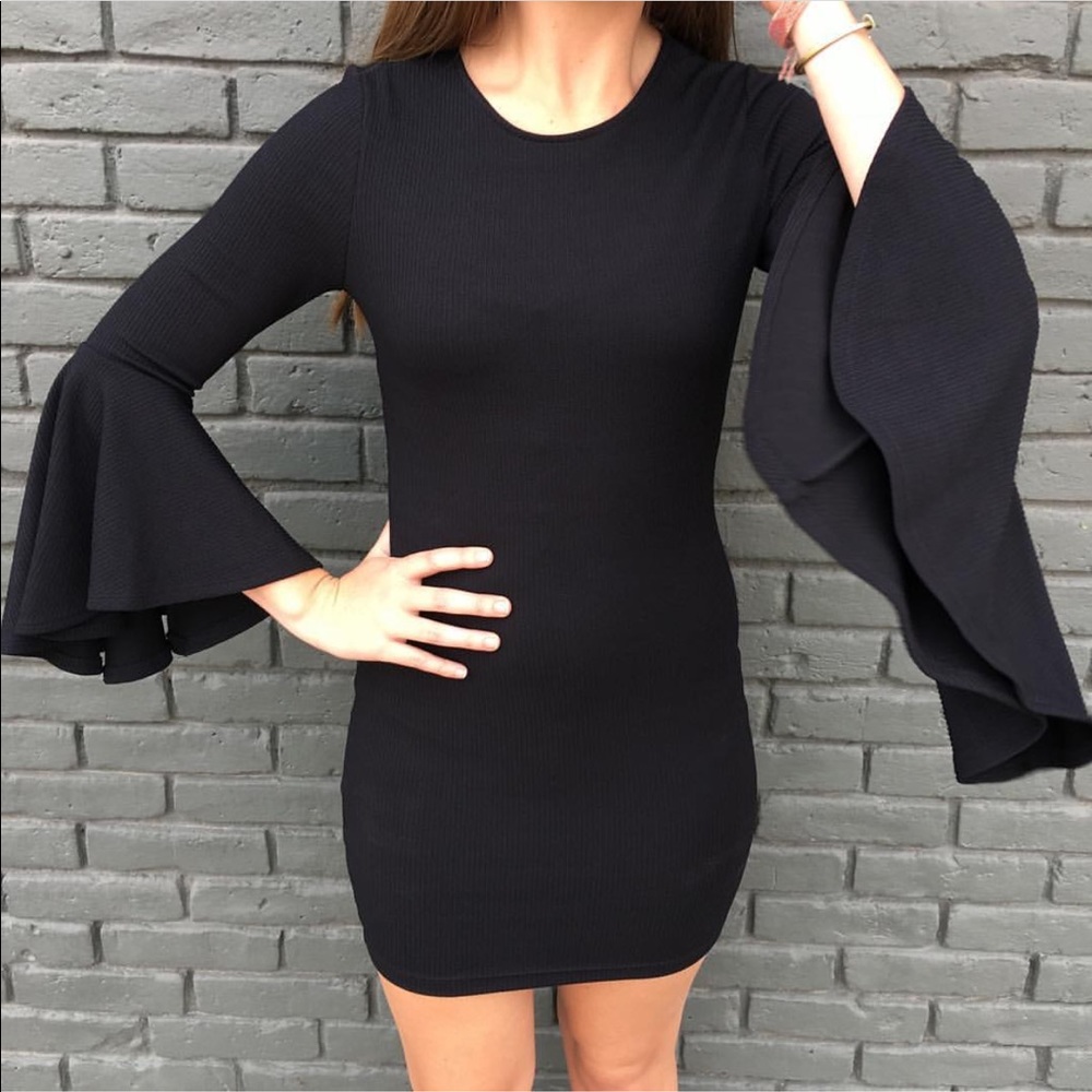 LBD Black bell sleeve dress